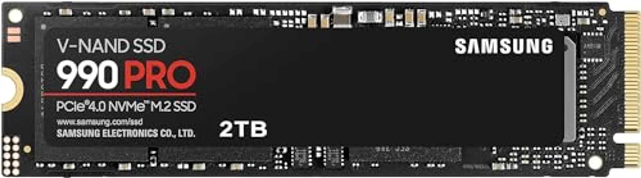 Samsung 990 PRO NVMe M.2 SSD, 2 TB, PCIe 4.0, 7,450 MB/s read, 6,900 MB/s write, Internal SSD, For gaming and video editing, MZ-V9P2T0BW