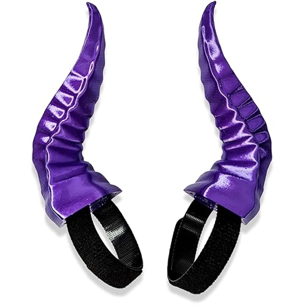 BeamTeam3D Spiky Devil Horns for Headphones - Demon Headphone Attachment in Various Colors with Self Fastener - Cosplay Devil Ears for Gamers and Streamers (Set of 2) (Silk Dark Purple)