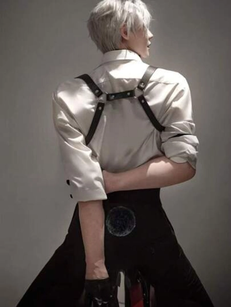 1pc Men's Black Handmade Rivet PU Leather Harness Strap, Suitable For Tight Shirt And T-Shirt For Going Out Outfit Wedding Party And For Gift Halloween Accessories, Halloween Costumes Autumn-Winter Accessories Halloween Costume,Suitable For Teens, Youth,Men,Casual, Outdoor, Athletic, Vacation, Graduation Gifts, Birthday, Daily Wear