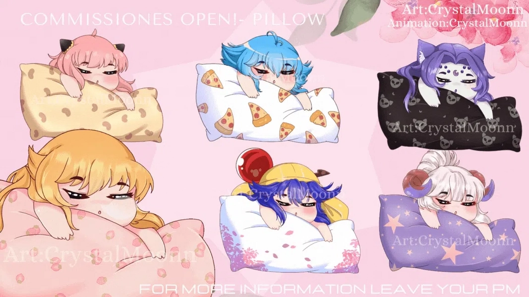 Animated pillows -YCH by CrystalMoonn 