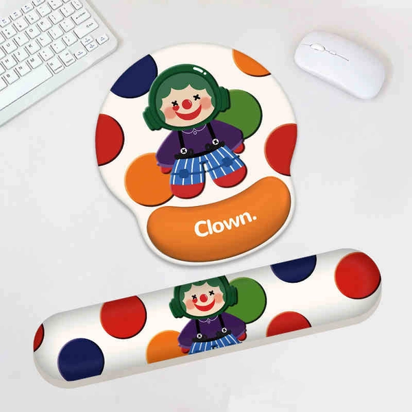 Cute Clown Mouse Pad Colorful Clown Keyboard Wrist Support Pad - White