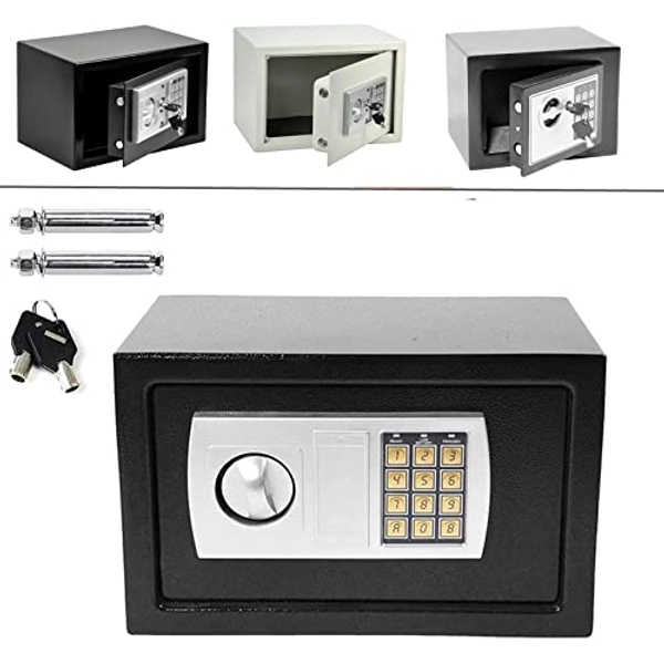 Royalswill Small Digital Safe, High Security Home Safe Steel Construction, Fireproof Electronic Password Cabinet with Code & Key for Home, Value Safes Extra Security, 23x17x17cm(LxWxD), Black
