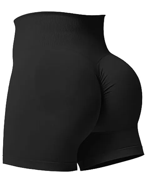QOQ Womens Workout Biker Shorts Seamless High Waisted Tummy Control Slimming Athletic Gym Yoga Pants