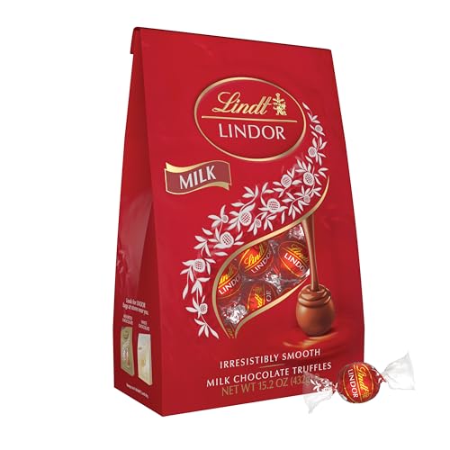 Lindt LINDOR Milk Chocolate Candy Truffles with Smooth, Melting Truffle Center, Chocolate for Holidays, 15.2 oz. Bag - Milk Chocolate - 15.2 oz