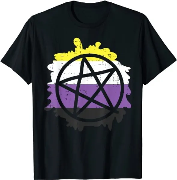 Pentagram Satanic Goth LGBTQ Non-Binary Flag Genderqueer T-Shirt