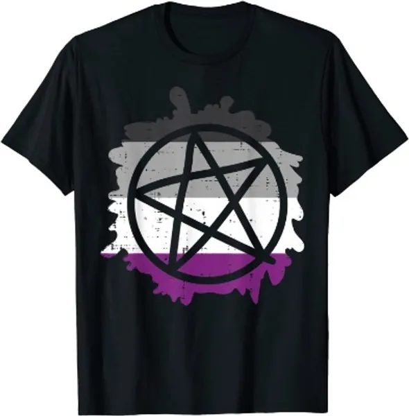 Pentagram Satanic Goth LGBTQ Asexual Flag Ace Pride Ally T-Shirt