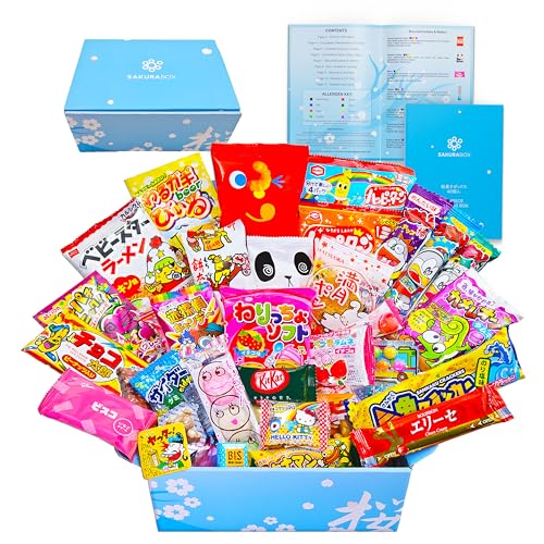 Sakura Box Japanese Candy & Snacks 40 Piece Dagashi Set Food Gift