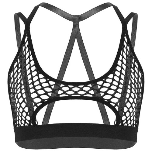 'Unborn' Fishnet Top - Black / XL