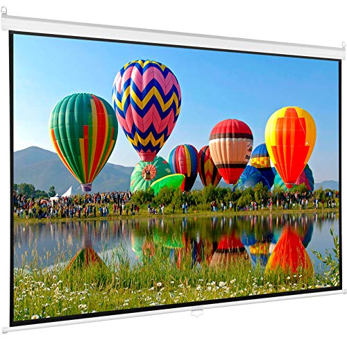 VIVO 100 inch Diagonal Projector Screen, 16:9 Projection HD, 4K 3D 1080P HD Manual Pull Down, PS-M-100 - PS-M-100