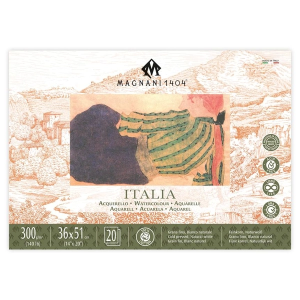 Magnani 1404 Italia Watercolor Block 140lb Cold Press - 14" x 20" (20 Sheets)