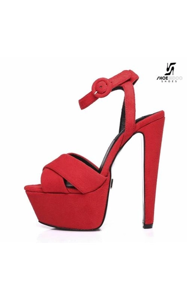 Giaro Red velour Giaro &quot;Destroyer&quot; sandals with anklestrap