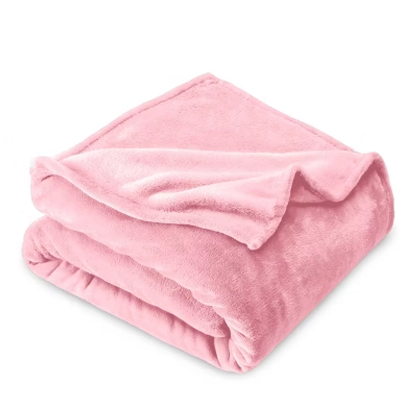 Light Pink Microplush Throw Fleece Blanket by Bare Home