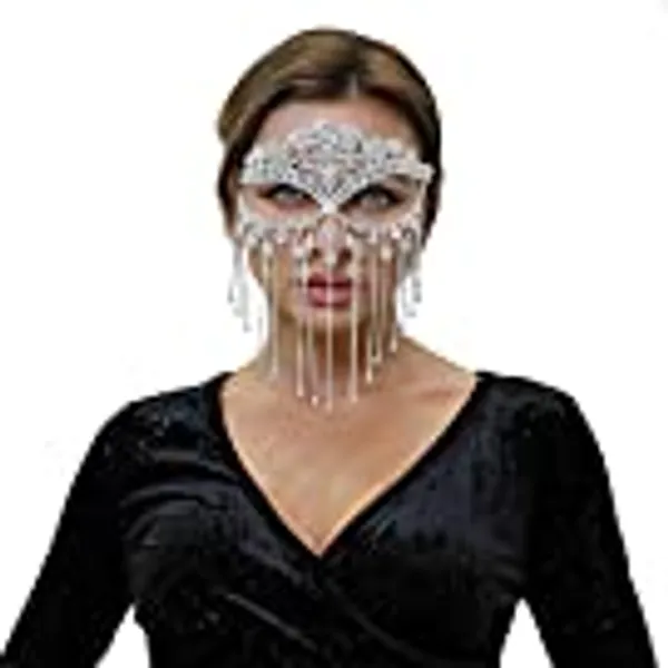Cosplay Veil Headwear Mask Chain Costume Crystal Head Rave Outfit Indian Jewelry
