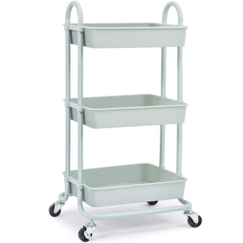 KINGRACK Storage Trolley Cart, 3 Tier Rolling Cart, Multi-Purpose Storage Organiser, Organizer Trolley with Handles, Utility Cart with Lock Wheels, Serving Trolley for Home, Office, Kitchen, Bathroom