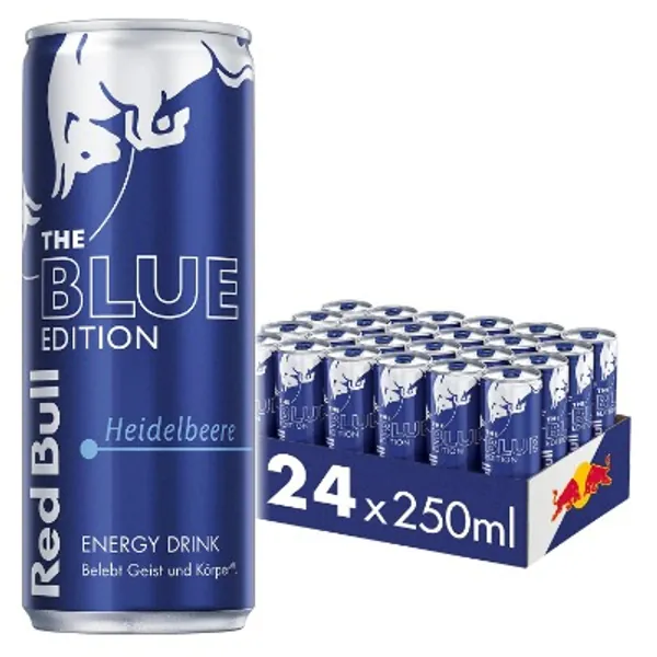 Red Bull Energy Drink Blue Edition - 24er Plalette Dosen Getränke Heidelbeere, EINWEG (24 x 250 ml)