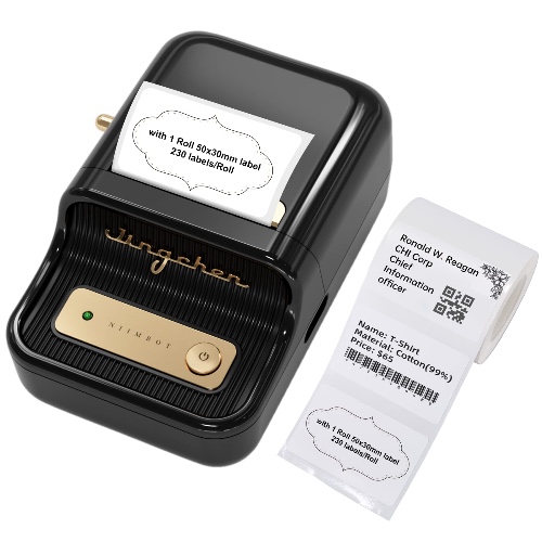 NIIMBOT B21 Label Maker Machine,Bluetooth Barcode Label Printer Printing Size 20-50mm,Compatible with iOS & Android for Clothing,Jewelry,Supermarket with 1 Roll Starter White Paper