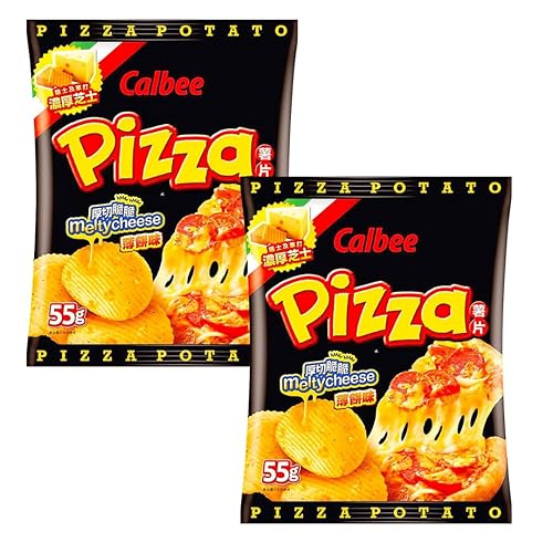 Calbee Potato Chips Snacks Classic Crunchy Crisps 55g - Melty Cheese Pizza (Pack of 2) - Melty Cheese Pizza