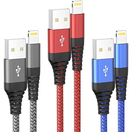 Ofuca iPhone Charger,3Pack 6FT/1.8M iPhone Charger Cable MFi Certified Lightning Cable USB Fast Charging Cable Lead Compatible with iPhone 14 13 12 11 Pro Max XS XR X 8 7 6 Plus 5 SE - 3Pack 1.8M