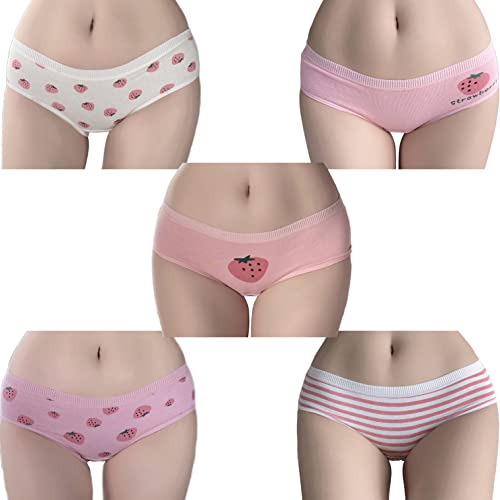 5pack Womens Cotton Panties Lingerie Underwear - Pink Plaid