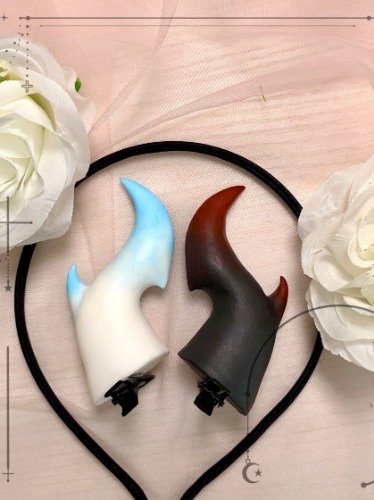 Handcrafted Lazy Demon Horn Hairclips - Hlaf and Half