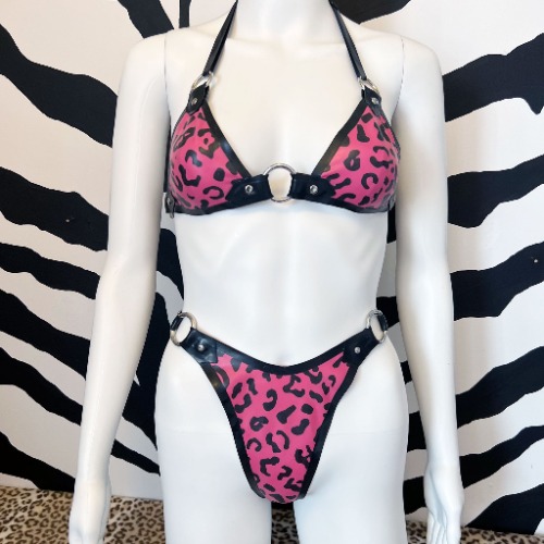 Leopard O Ring Bra and Thong Set | S