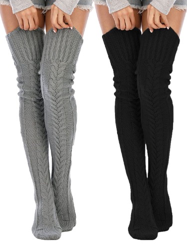 SherryDC Women's Cable Knit Thigh High Socks Winter Boot Stockings Extra Long Over Knee High Leg Warmers