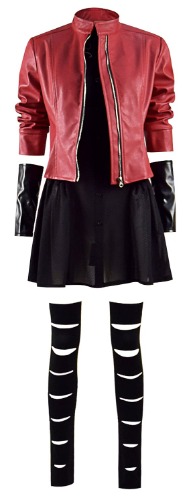 Women Girls Wanda Maximoff Costume Scarlet Witch Cosplay Costume Red Jacket Coat Dress Full Set for Halloween Outfits - Medium Adult