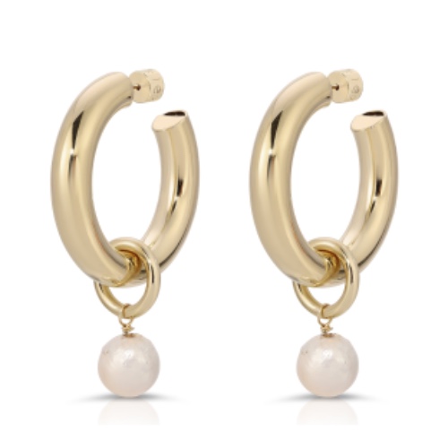 Zolen Hoops with Baroque Pearl Charms - GOLD