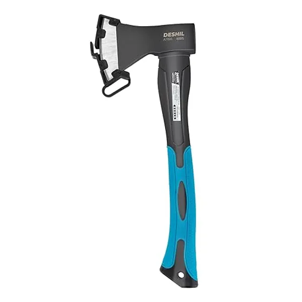 Chopping Axe, 15”Outdoor Hatchet Forged Carbon Steel Heat Treated Hand Maul Tool, Fiberglass Shock Reduction Handle with Anti-Slip Grip, Blue