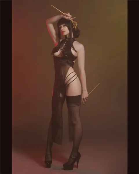 Premium: "Smoky Princess" Cheongsam Dress - Black Smoke / S