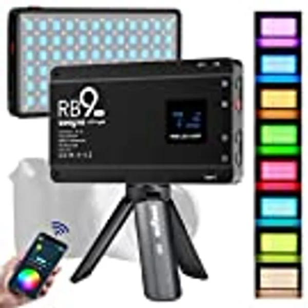 Weeylite RB9 RGB Camera Video Light, App Control 12W Rechargeable LED On Camera Light for RGB Photography Lighting, Portable LED Video Light Panel for DSLR Camcorder TikTok/Twitch Video Recording