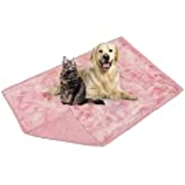 PetAmi Fluffy Waterproof Dog Blanket | Faux Fur Pet Fleece Shag Throw for Dogs and Cats | Fuzzy Furry Soft Plush Sherpa Throw Furniture Protector Sofa Couch Bed (Tie-Dye Pink, 40x60)