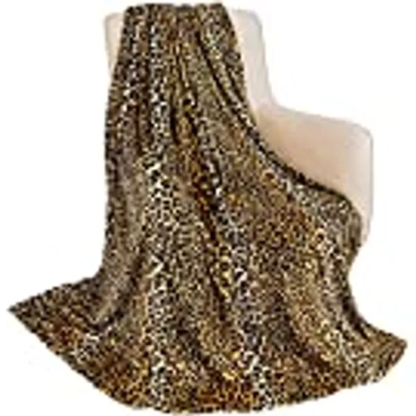 MACEVIA Flannel Fleece Blanket Twin Blanket for Couch Leopard Print Blankets Lightweight Cozy Comfy Super Soft Cheetah Blanket for Bed Sofa 260GSM (Brown Leopard,60x80inches)