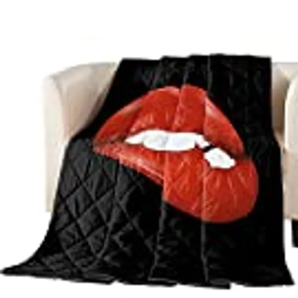 Gsypo Quilted Throw Blanket King Size, Sexy Red Slip with Blackground Lightweight Cotton Blanket, Cozy Soft Breathable Comforter for Bed Couch Sofa, All Season Bedding, 90" x 102"