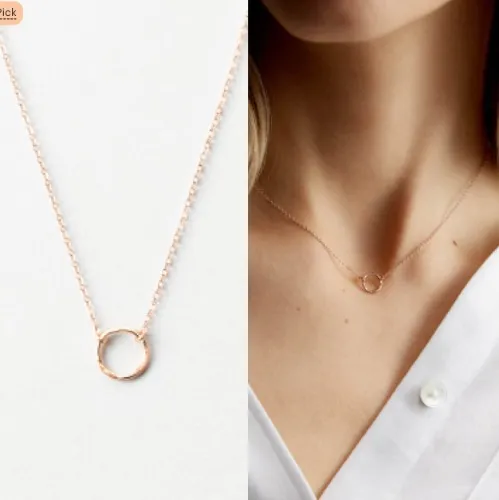 Karma Necklace, Open Circle Necklace, Symbolic Pendant Necklace, Minimal Necklace Gift | 14k Gold Fill, Sterling Silver