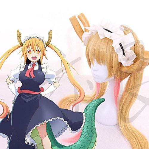 Miss Kobayashi's Dragon Maid Tohru Cosplay Wig + Horns + Hairband + Wig Cap,one size