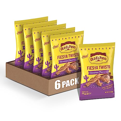 Old El Paso Fiesta Twists, Cinnamon Churro, Crispy Corn Snacks, 2 oz (Pack of 6) - Cinnamon Churro