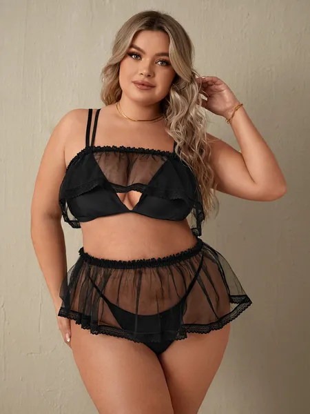 Peek A Boo Sheer Mesh Lingerie Set