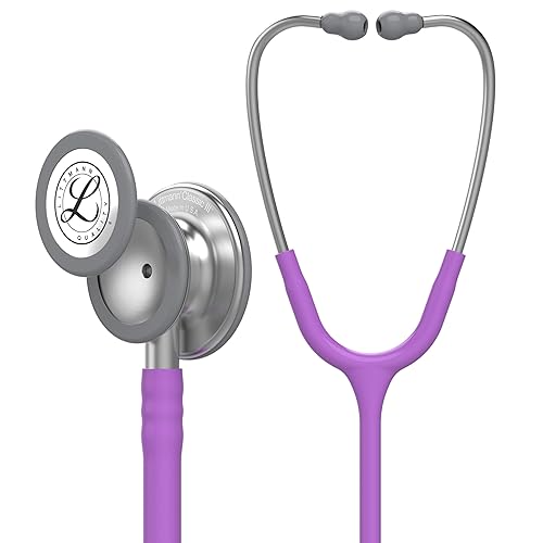 3M Littmann Classic III Monitoring Stethoscope, 5832, More Than 2X as Loud* and Weighs Less**, Stainless Steel Chestpiece, 27" Lavender Tube - Lavender Tube - Stainless-Finish Chestpiece