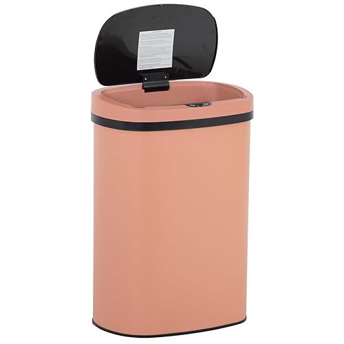 Kitchen Trash Can with Lid, 13 Gallon Automatic Garbage Can for Bathroom Bedroom Home Office 50 Liter Touch Free High-Capacity Brushed Waste Bin - Pink - Stainless Steel