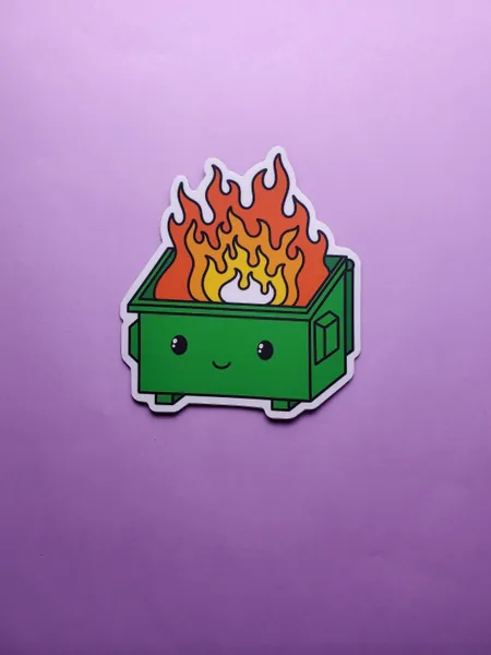 Dumpster Fire Magnet | Green Edition Dumpster Fire | Cute Weatherproof Magnet