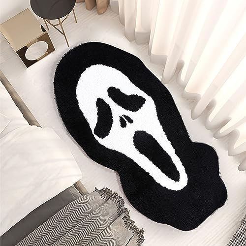 Scream Rug 21''W x 43''L Horror Movie Decor Gothic Area Rugs Non-Slip Cute Throw Rug with Skull Design Halloween Accent Throw Rugs for Kitchen, Bathroom, and Bedroom Halloween Bedroom Decor - Scream Grimace