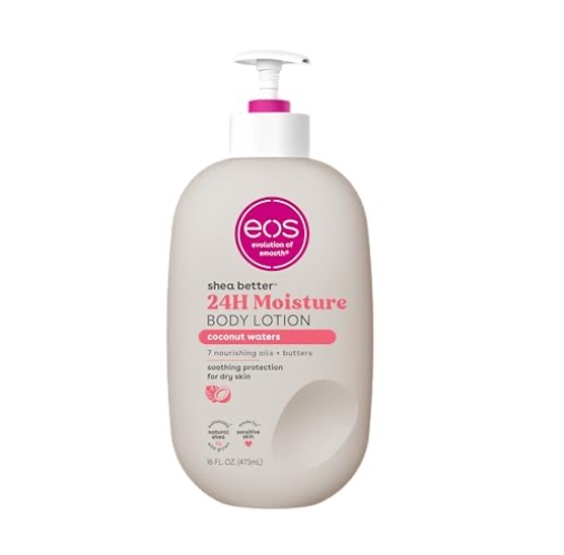 eos Shea Better Body Lotion- Coconut Waters, 24-Hour Moisture Skin Care, Lightweight & Non-Greasy, Made with Natural Shea, Vegan, 16 fl oz - Coconut Waters - 1 pack