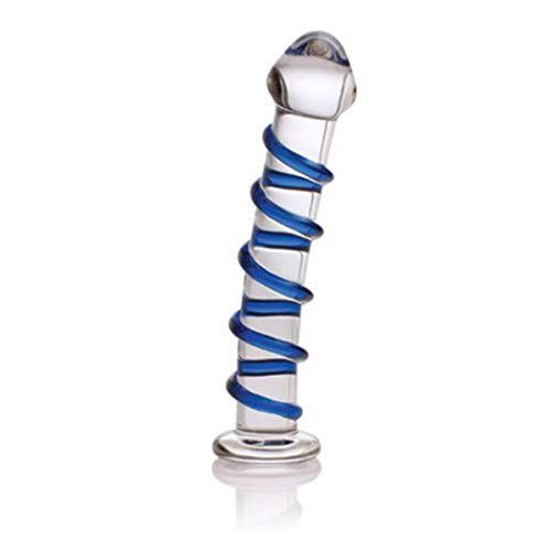 Don Wand Glass Pleasure Wand, Swirl Mushroon Tip Rocket, Blue