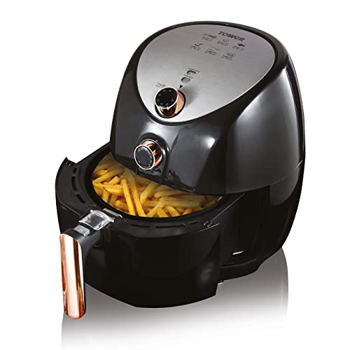 Tower T17021RG Family Size Air Fryer with Rapid Air Circulation, 60-Minute Timer, 4.3L, 1500W, Black & Rose Gold - Manual 4.3L - Rose Gold