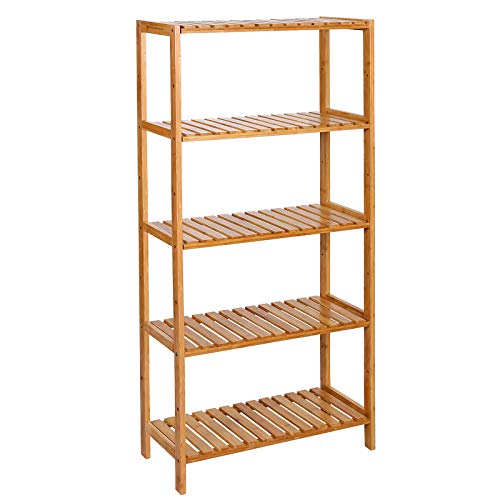Songmics 5 shelves bathroom shelf kitchen rack shoe, flower rack bookshelf bamboo rack ,133.5 x 29 x 9 cm, BCB35Y - Shelf
