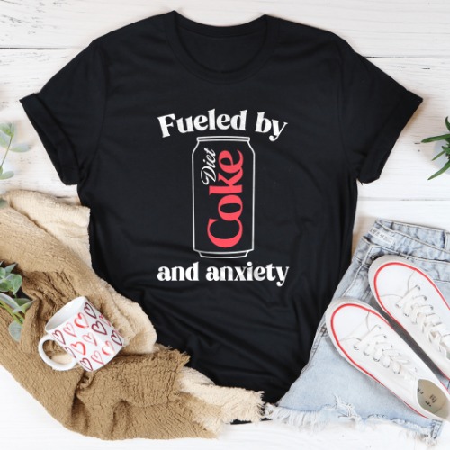 Fueled By Diet Coke & Anxiety Tee - Black Heather / 3XL