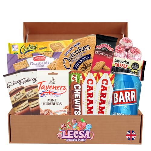 British Snack Care Package - Variety Pack of Treats from UK - Snack Box for Kids and Adults - Gift Basket of Delicious Sweets by Lecsa Specialty Snacks (Products may vary due to availability) 15 count