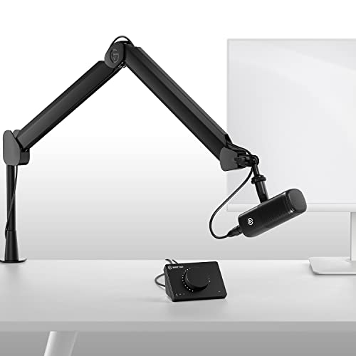 Elgato XLR Microphone Complete Bundle - Dynamic Mic, Boom Arm, XLR Cable, USB Interface, Free Mixer Software for Streaming, Podcasts, Vocal Recording, Starter-Friendly Audio Kit, PC/Mac - Complete Bundle - Boom Arm