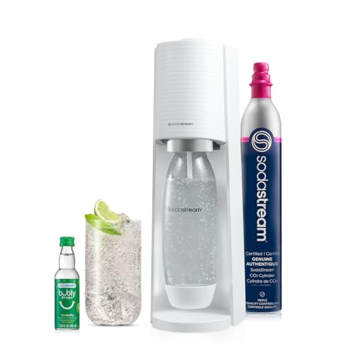SodaStream Terra Sparkling Water Maker (White) with CO2, DWS Bottle and Bubly Drop - Starter Kit - White